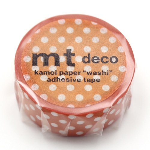 #カモ井 マスキングテープ mt･1Pドット･ディープオレンジ 15mm×5m  MT01D591