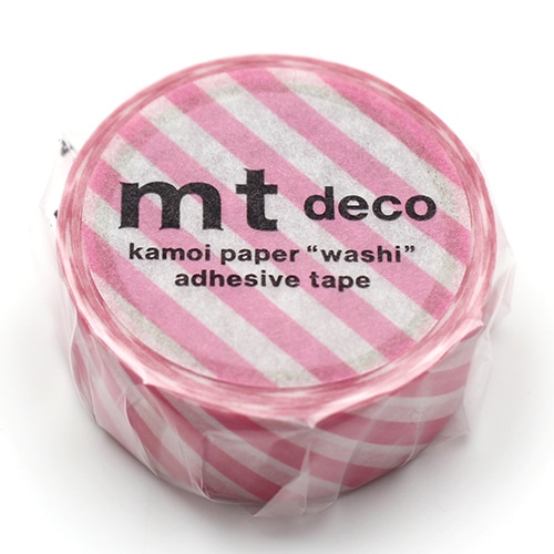 #カモ井 マスキングテープ mt･1Pストライプ･オーロラピンク 15mm×5m  MT01D593