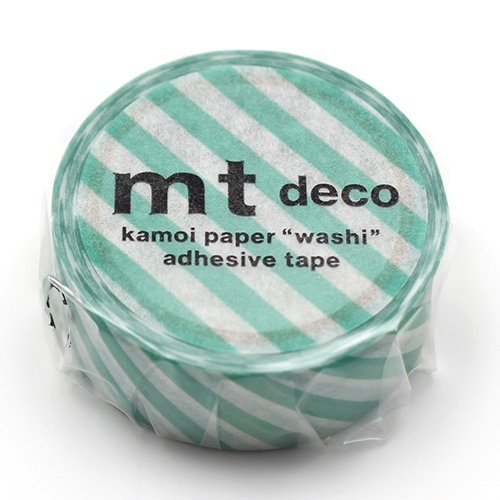 #カモ井 マスキングテープ mt･1Pストライプ･エメラルドグリーン 15mm×5m  MT01D594