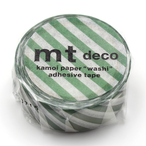 #カモ井 マスキングテープ mt･1Pストライプ･ディープグリーン 15mm×5m  MT01D596