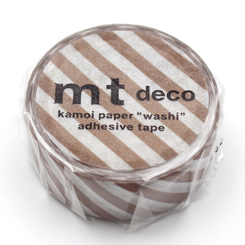 #カモ井 マスキングテープ mt･1Pストライプ･ブラウン 15mm×5m  MT01D597