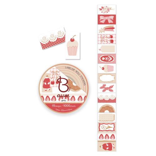 #ビバリー シール ラベラーロールシール･バウム 15design･1000Sheet ガーリー SL-277