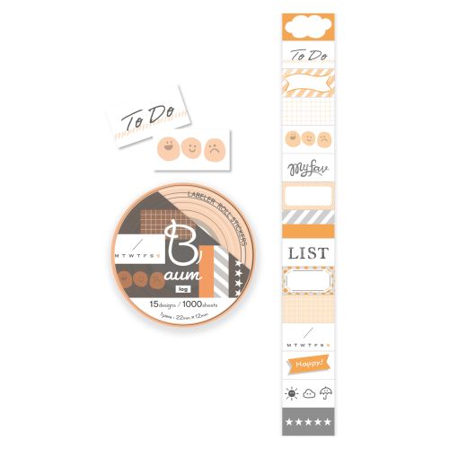 #ビバリー シール ラベラーロールシール･バウム 15design･1000Sheet ログ SL-279