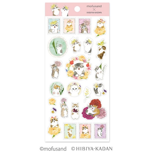 #アクティブCO(国内販売のみ） シール mofusand×日比谷花壇 コットンシール  ピンク M09-SV-145