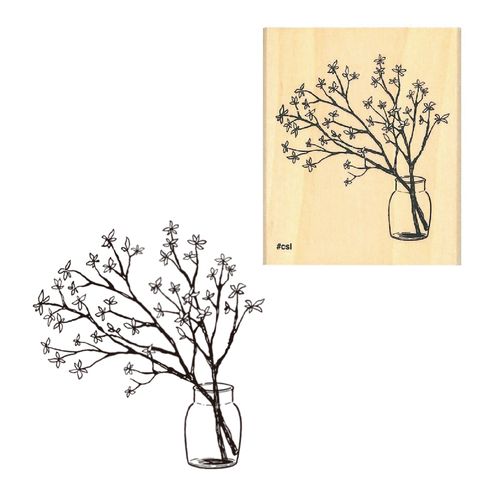 #こどものかお 印章用品 Ｎアイラブスタンプ  花瓶に枝葉 1536-012