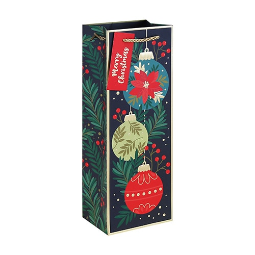 #クオバディス・ジャパン(国内販売のみ） 梱包用品 クリスマスペーパーバッグオーナメントボトル  ネイビー cfX-37442-4