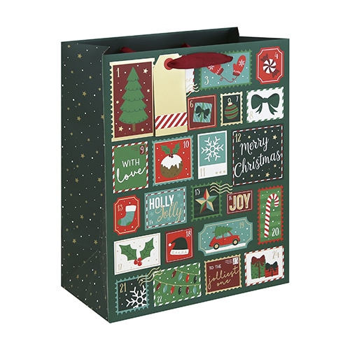 #クオバディス・ジャパン(国内販売のみ） 梱包用品 クリスマスペーパーバッグスタンプ M グリーン cfX-37463-2