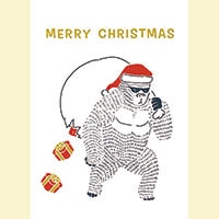 #今野印刷 グリーティングカード Gorilla Santa Claus   L20S009