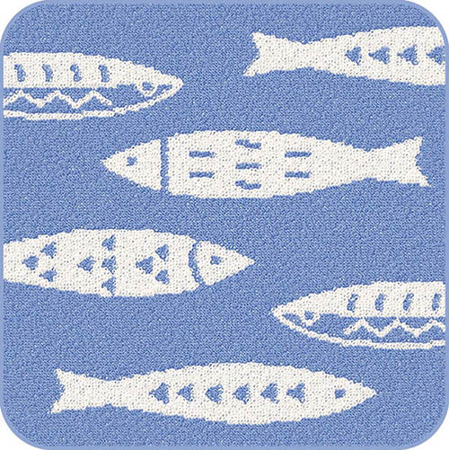 #エルコミューン ハンカチ タオルハンカチ　  Fish Blue TWH046