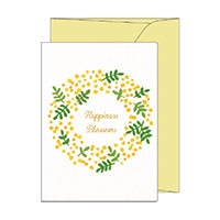 #紀寺商事 多目的カード フラワー多目的カード　刺繍・ミモザ  ミモザ FTC02
