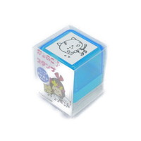 #サンビー  スタンプ かょのこスタンプ浸透印　ネコタンチェック 21mm角 本体：ブルー/インク：黒 kayo-stamp-06