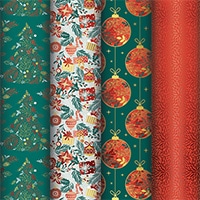 #クオバディス・ジャパン(国内販売のみ） 梱包用品 クリスマスラッピングペーパー 4柄 ファンシー cf202123