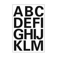 #KDT Japan ラベル ヘルマラベル #4167 防水防塵 25mm 黒文字 H25mm (1片) アルファベット[A-Z] 304167