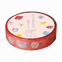 #RYURYU 透明テープ 草木花 手でちぎれる透明テープ 10mm幅 ガーデン SMMT101
