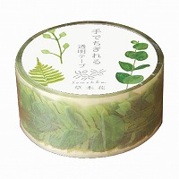 #RYURYU 透明テープ 草木花 手でちぎれる透明テープ 20mm幅 グリーン SMMT203