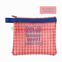 #RYURYU 身辺雑貨 チアミーアップメッシュポーチ L ギンガムレッド CMPL04