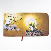 #コンサイス 読書関連小物 ブックカバー･風神雷神猫 文庫 キイロ 615279