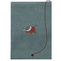 #コンサイス 読書関連小物 布のブックカバー熊と鮭 文庫 アオ SBC038-02