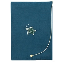 #コンサイス 読書関連小物 布のブックカバーウミガメ 文庫 アオ SBC038-04