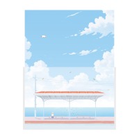 #包む レター 景色レターセット 便箋６枚・封筒３枚 海辺の駅 TL0Q9