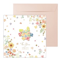 #包む レター 二つ折り色紙･ウッド  スウィートフラワー TS052