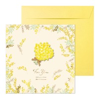 #包む レター 二つ折り色紙･ウッド  ミモザ TS053