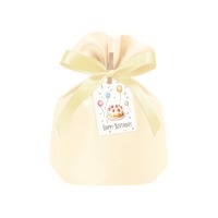 #包む 包装用品 シルキー巾着ギフトバッグ タグ2枚.リボン･クリップ各1個付セット クリーム TD055