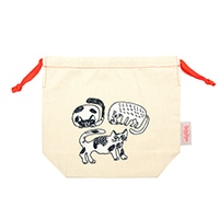 #グリーティングライフ(国内販売のみ） 身辺雑貨 ミロコマチコ 刺繍巾着  ネコ MRZ-73