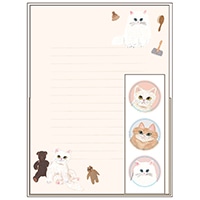 #グリーティングライフ(国内販売のみ） レター キャットアンドレターセット 便箋6枚･封筒3枚･シール3枚 ベージュ SDS-58