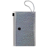 #グリーティングライフ 身辺雑貨 TIDYデコれるポーチ ジップポケット4枚付 ホログラムブラック HTZ-110