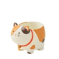 #ケー・イー・アイ ポット リトルレジンポット  四つ足アニマル みけねこ   5144