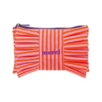 #KDT Japan 身辺雑貨 MERCI Stripe コットンポーチ M ピンク＆オレンジ 120917