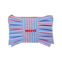 #KDT Japan 身辺雑貨 MERCI Stripe コットンポーチ M ブルー＆ピンク 120918