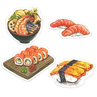 #エルベール シール 防水ステッカー  和食MIX5 ATE-286