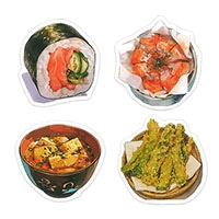 #エルベール シール 防水ステッカー  和食MIX7 ATE-288
