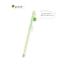 #クーリア  クローバーSTチャーム付き鉛筆（2B・丸）  グリーン/チェック 04469