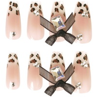 #カミオジャパン ネイルチップ ネイルチップロングスクエアタイプ  LEOPARD RIBBON 226212