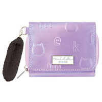 #クラックス 身辺雑貨 三つ折り財布  エンボスネコ･オーロラ 139032