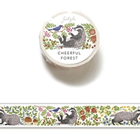 #ポトペリー マスキングテープ マスキングテープ Cheeful Forest 15mm アナグマ 001382