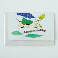 #マンゴーアートカンパニー メッセージカード すぎはらゆり メッセージカード カード二つ折り9×5.5cm (内側は無地)、封筒9.9×6.4cm イカマント(congratulations)  MACSY-16