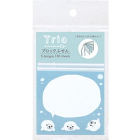 #ラボクリップ ふせん トリオ／ブロックふせん 4柄×25枚 ｺﾞﾏﾌｱｻﾞﾗｼ TRBF01-GA