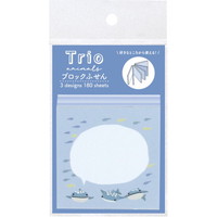 #ラボクリップ ふせん トリオ水族館・ブロックふせん 3柄・各60枚 ｼﾞﾝﾍﾞｲｻﾞﾒ B25-TRBF-JZ