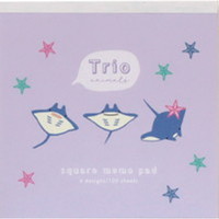 #ラボクリップ メモ帳 トリオ水族館･メモ 4柄×25枚 マンタ B26-TRME-MA