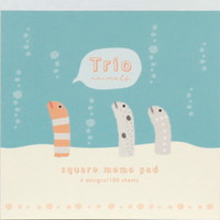 #ラボクリップ メモ帳 トリオ水族館･メモ 4柄×25枚 チンアナゴ B26-TRME-CN