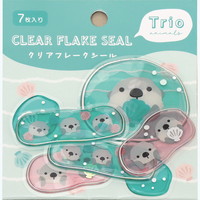 #ラボクリップ シール トリオ水族館･クリアフレークシール 7枚入 ラッコ B26-TRFS-RA