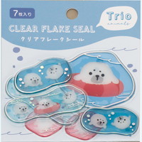 #ラボクリップ シール トリオ水族館･クリアフレークシール 7枚入 ゴマフアザラシ B26-TRFS-GA