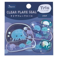 #ラボクリップ シール トリオ水族館･クリアフレークシール 7枚入 クラゲ B26-TRFS-KU
