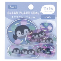 #ラボクリップ シール トリオ水族館･クリアフレークシール 7枚入 ペンギン B26-TRFS-PN