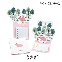 #紙季彩々 La KURA　ピクニックシリーズ 付箋 うさぎ 30枚綴り ピンク PD-LKR006