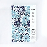 #呉竹(国内販売のみ) 御朱印帳  大判 花柄・水色 LH10-12